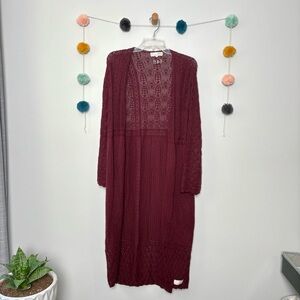 Anthropologie Odd Molly Maroon Duster Cardigan